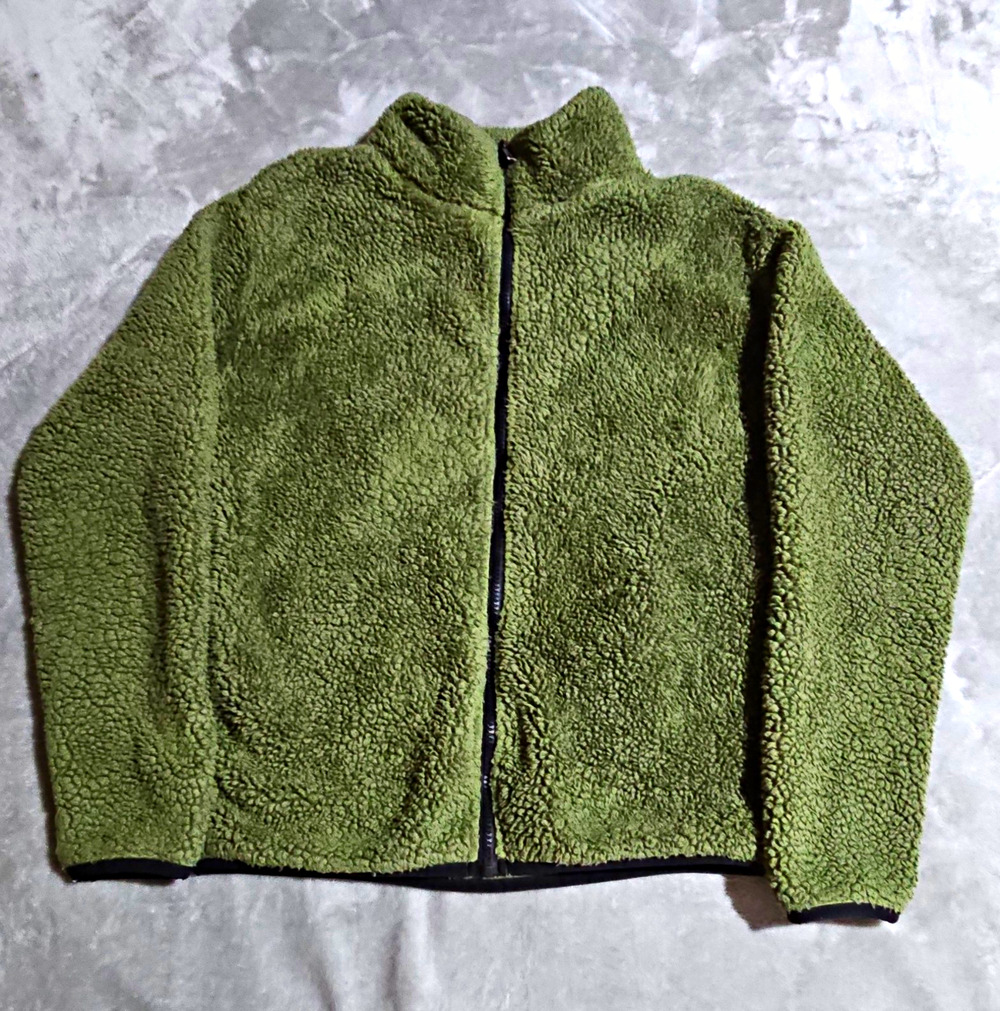 Victoria's Secret PINK Sherpa Teddy Jacket S Olive Green Full Zip Cozy Gorpcore